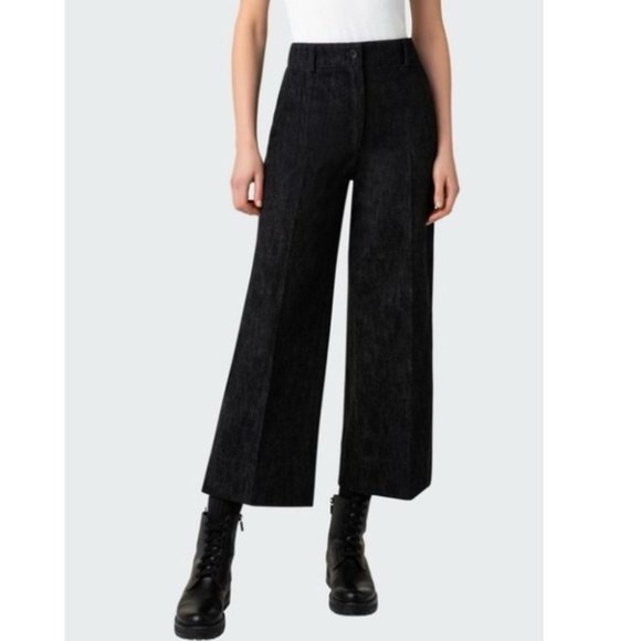 Akris Punto Chiara High Waist Crop Wide Leg Jeans in Black Size 6 - Picture 1 of 10